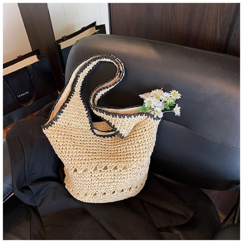 One-shoulder Straw Bag, New Hand-woven Bag, Large-capacity Tote Bag, Women's Seaside Beach Portable Beach Bag