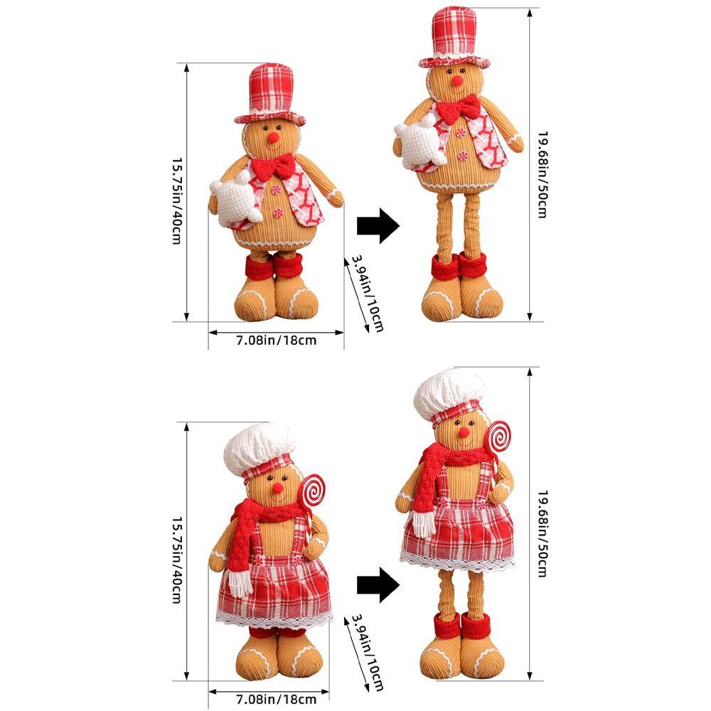 Large Gingerbread Man Retractable Doll Cute Merry Christmas Decoration  New Year Supplies