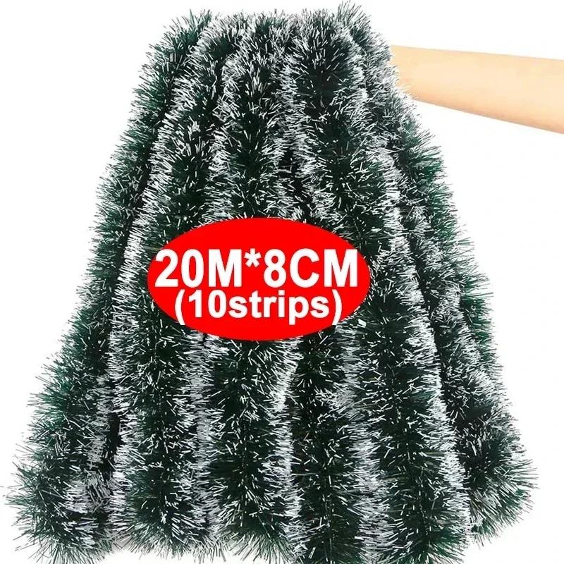 20/2m Christmas Green Cane Ribbons Garland DIY Xmas Tree Ornaments Cane Ribbon Wreath Hanging Pendents Home Party Decor Supplies