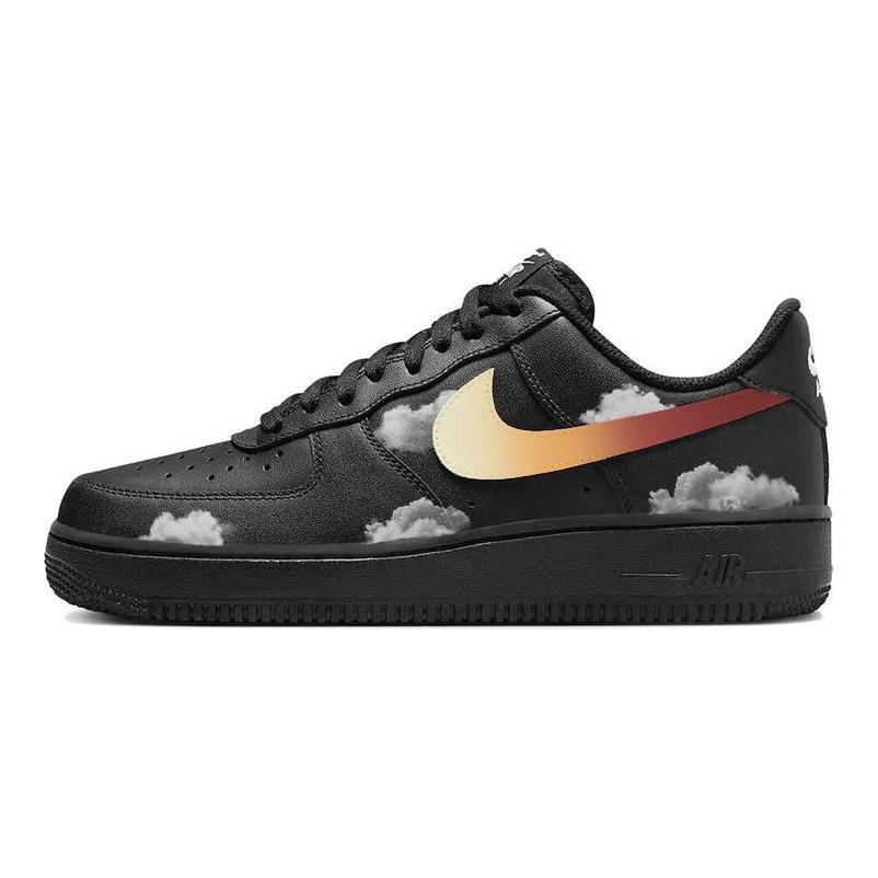 Nike Air Force 1 Slip Resistant Cushioning Breathable Low top Skateboard Shoes Unisex Black White FZ0627-010(Team366-)