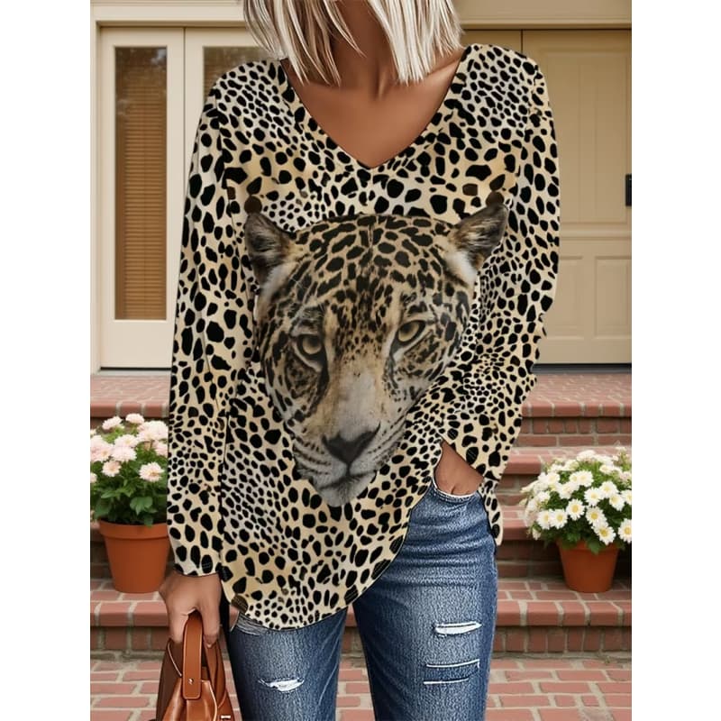 Women's Creative Printed Long-sleeved T-shirt, Breathable, Soft and Comfortable, Suitable for Casual Wear All Year Round