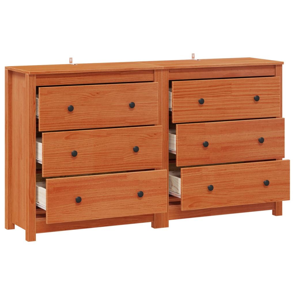 Sideboard with Drawers 2 pcs Wax Brown 140 x 35 x 80 cm