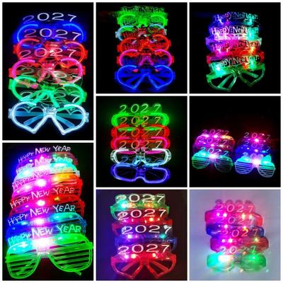 Funny 2027 LED Glow Glasses Heart Shape New Year Party Glasses  Christmas Party