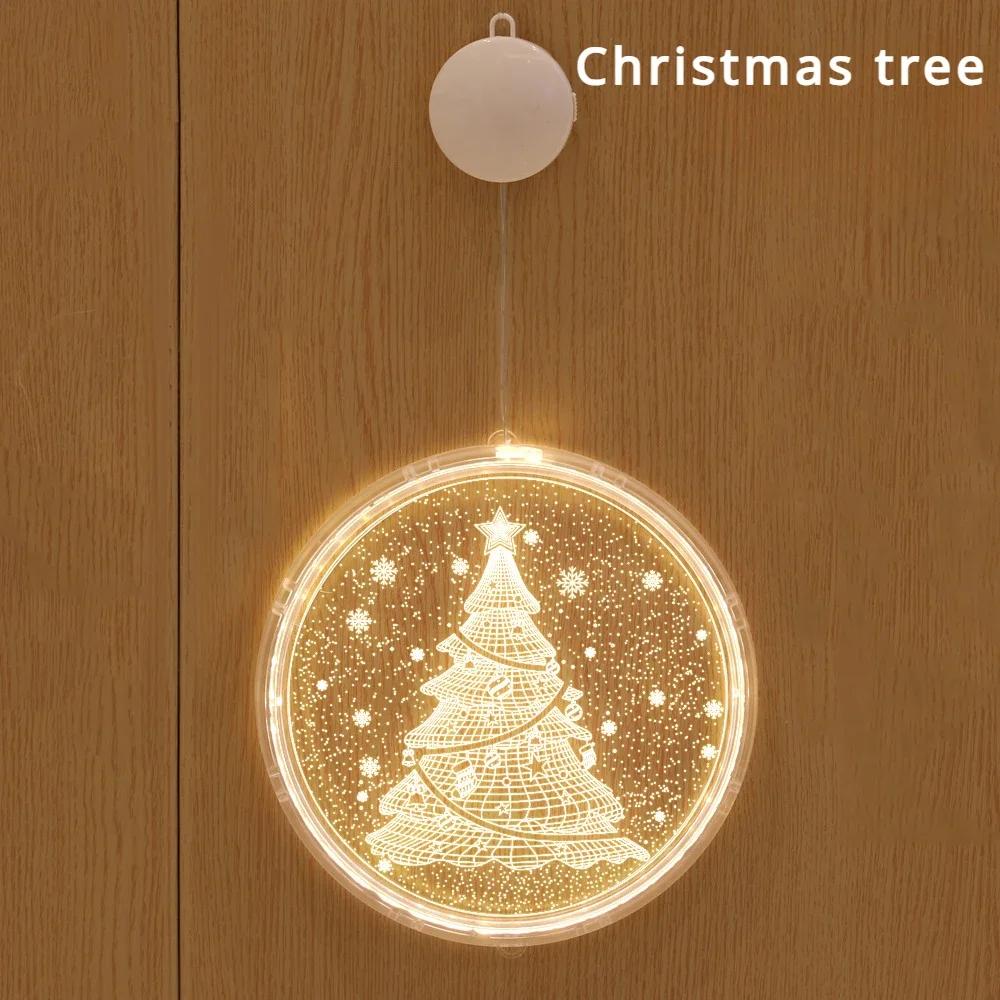 16cm 3d Led Suction Cup Light Santa Snowman Christmas Light Led String Christmas Tree Ambient Light Window Decoration