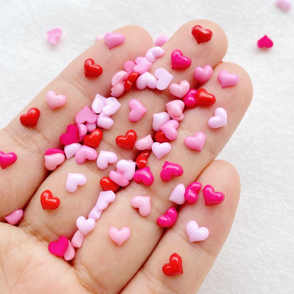 200 יחידות עיצוב חמוד משרף מיני בצורת לב גב שטוח קישוט ליצירת תכשיטים מניקור אביזרי שיער