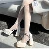 Super High Heels, Children's Beige Toe, Mary Jane's Thick Heeled Sandals, Wedding Shoes