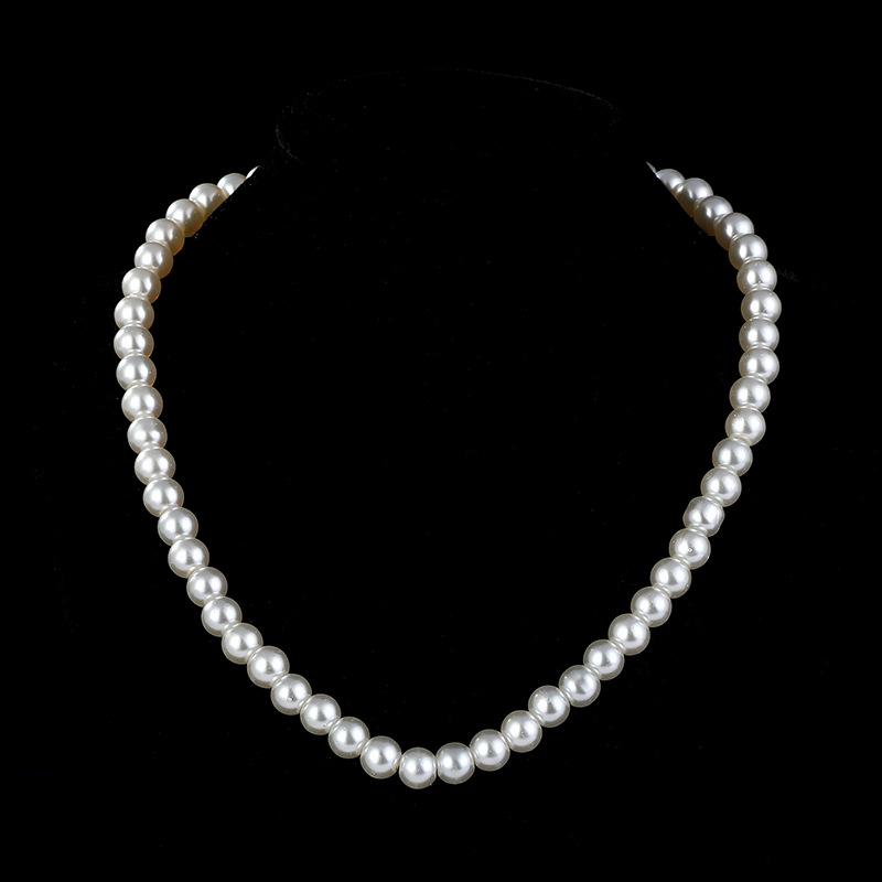 8Mm multi-color glass imitation pearl necklace jewelry women's collarbone chain simple short pearl necklace