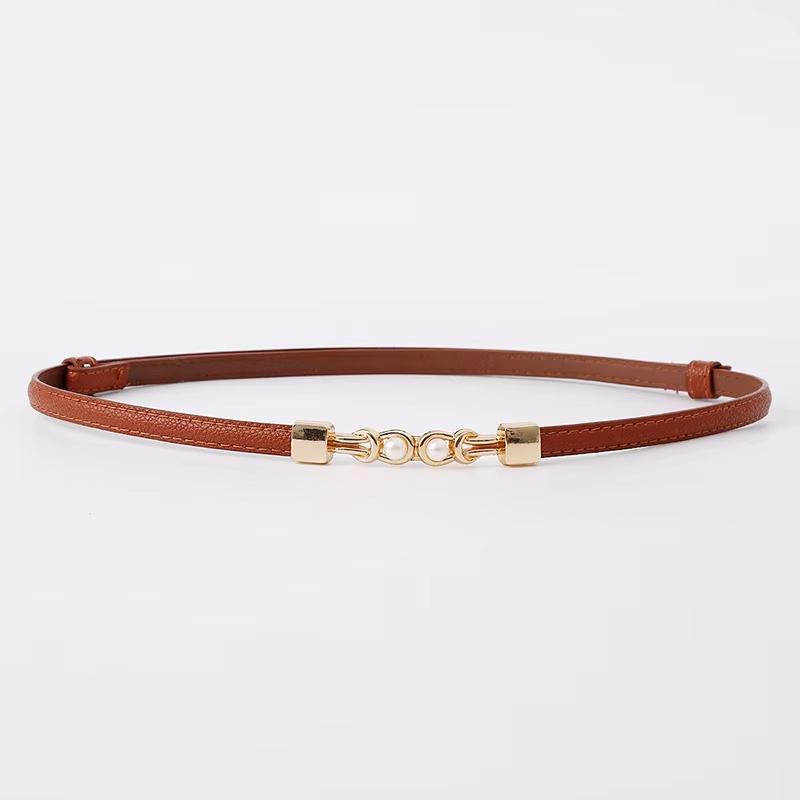 New Pearl Buckle Thin Women Belt PU Leather Elegant Adjustable Wild Waistbands For Female Lady Dress Skirt Decorative Straps