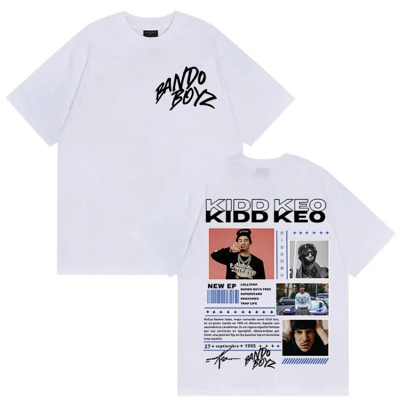 Rapper KIDS KEO Bando Boyz Tour 2025 Merch T Shirts Unisexs Street Retro Hip Hop Gothic Short Sleeve Cotton Tshirt Y2k Streetwear