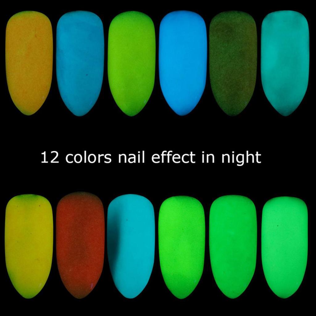 Glow In Dark Nail Glitter Powder DIY Manicure Tips Luminous Pigment Decoration