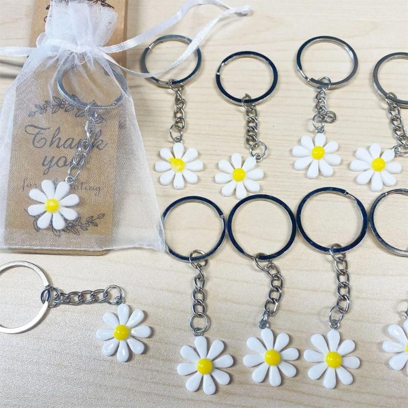 30 Pieces Daisys Keychain Set with Thank You Cards and Organza Bags for Appreciation Gifts Party Favors Birthday Present