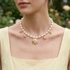 Trendy Elegant Imitation Pearl Metal Pendant Necklace for Women Ocean Shell Starfish Conch Choker Necklace Vacation Jewelry Gift