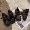 Plateau Loafer zur Größensteigerung Damen 2025 Neue Frühjahrs- und Herbst-Damenschuhe Schnürung Runde Spitze Einzelne Schuhe Beliebte Britische Kleine Lederschuhe