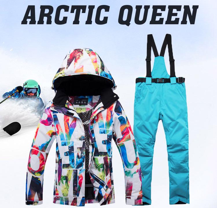 Women's Winter Ski Suit Set - Warm Snowboard Jacket and Pants
