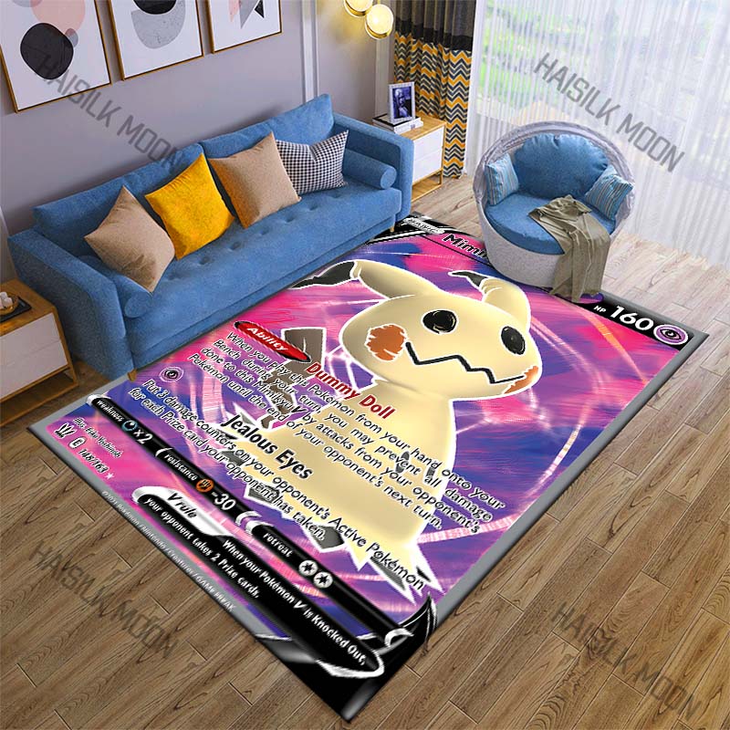 Geriausias pardavėjas! P-Pokemon Kortų Rašto Kilimas su Atspausdintu Mimikyu, Svetainės Miegamojo Sofos Grindų Kilimėlis Namų Dekoro Kilimai Puikios Dovanos