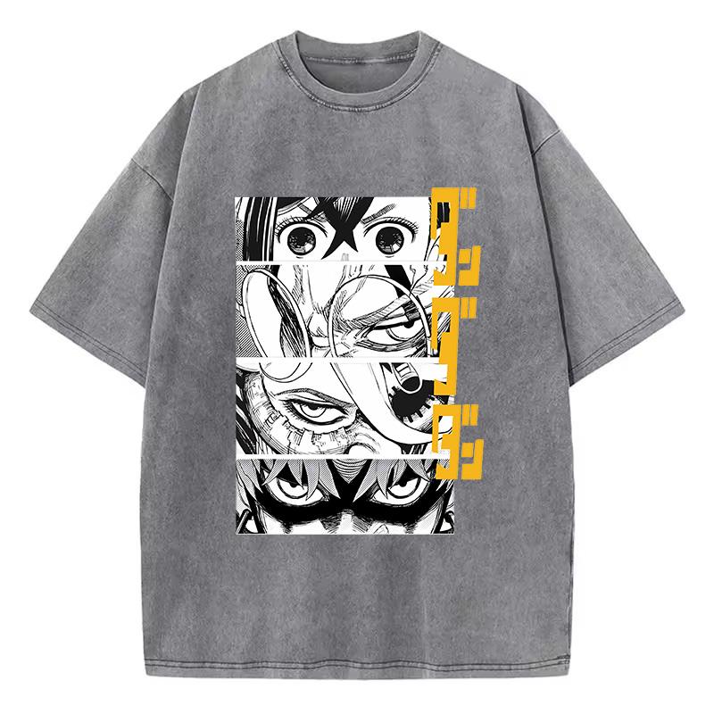 Baumwolle Gewaschen Dandadan Okarun T-Shirt Herren Japanischer Anime T-Shirt Cartoon Hohe Qualität T-Shirt Ästhetisch Mode T-Shirt Männlich