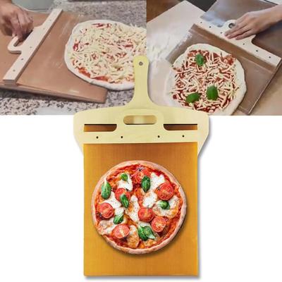 Pizza Posuvná lopata s dřevěnou rukojetí Oboustranná dřevěná pizza špachtle Nepřilnavá lopatka pro vnitřní venkovní pece
