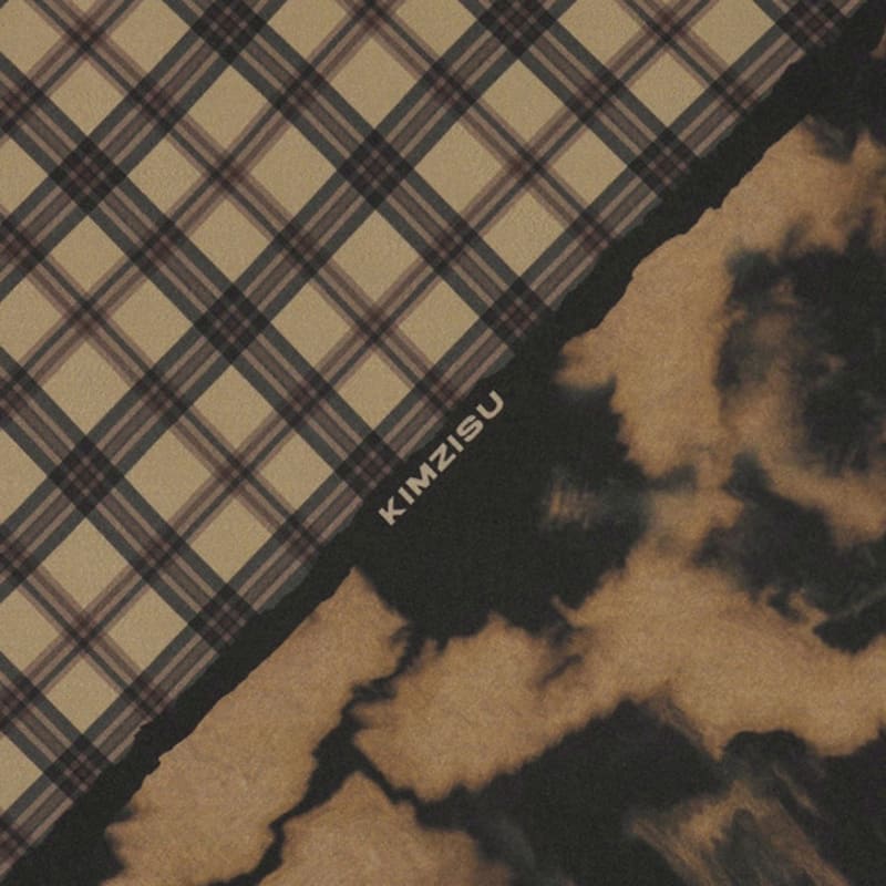 KIMZISU Half&Half Plaid Mini Scarf 45 _ BEIGE
