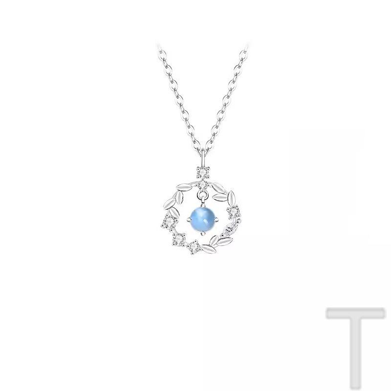 

Ожерелье «Венок на удачу» Женственность Универсальная ключичная цепочка с лунным камнем и бриллиантами Рождественский подарок