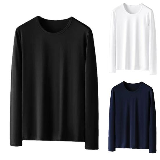 Top de primăvară pentru bărbați, cu mânecă lungă, decolteu rotund, de culoare uni, pulover slim fit, cald de bază, tricou de primăvară pentru muncă