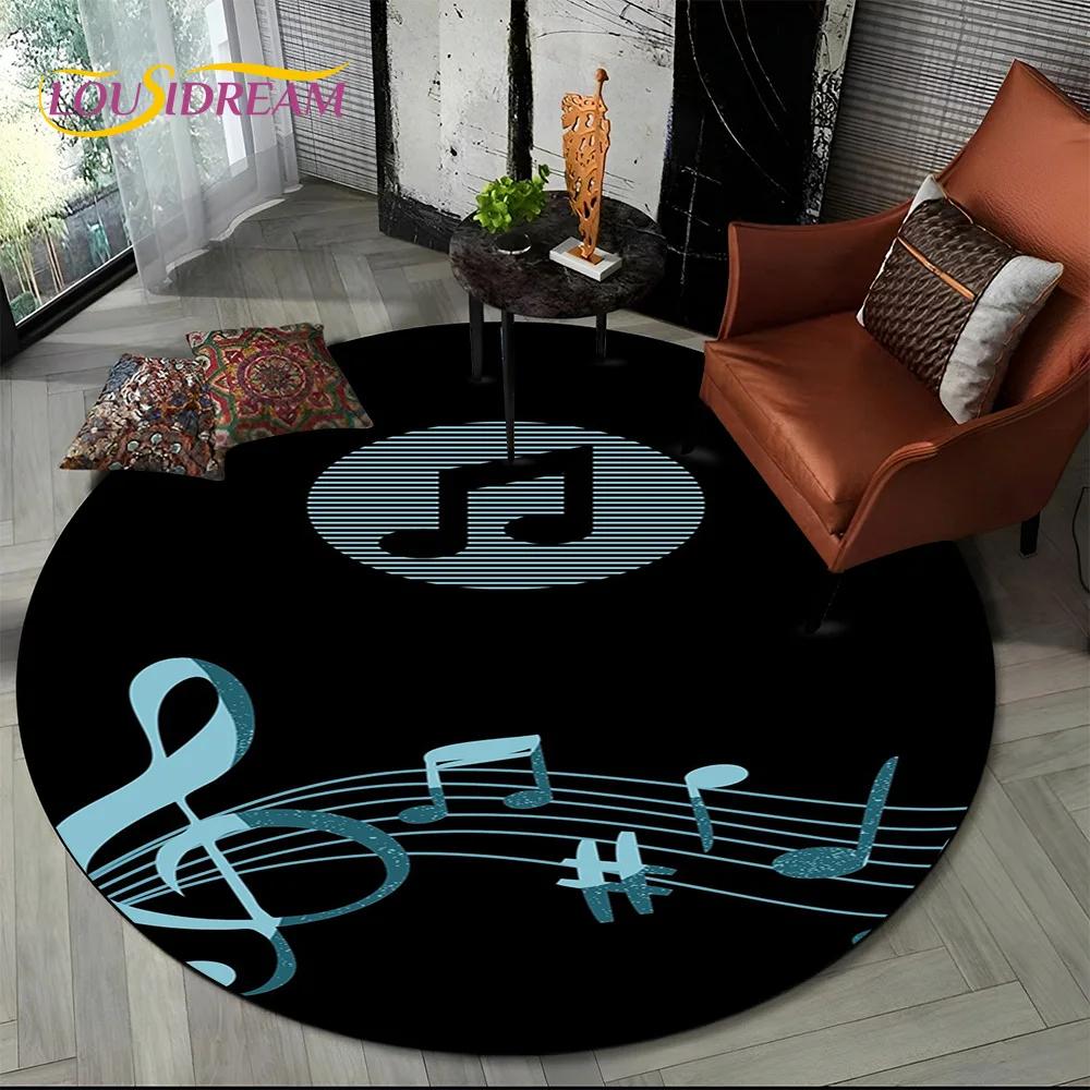 3D Musical Note Piano Art Round Carpet Rug for Living Room Bedroom Child Playroom Chair Decor,Pet Area Rug Non slip Floor Mat