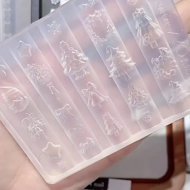 WTEMPO Christmas Silicone Nail Art Mold High Transparency Curved Surface Design DIY Manicure Accessories Template Tool for Nail Surface Decoration