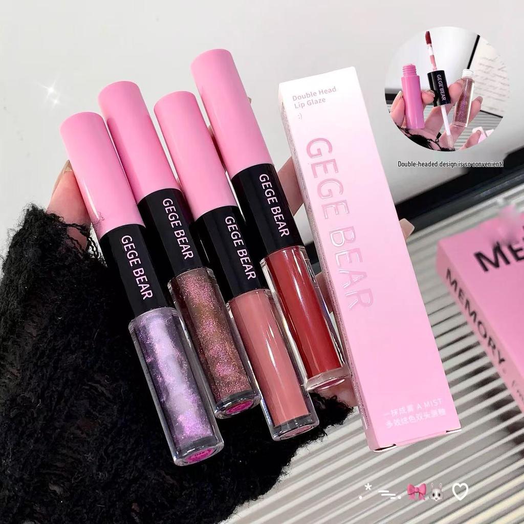 Gege Bear Double-Ended Lip Glaze: Multi-Effect, Dazzling Color, Luminous Matte, Soft Mist, Long-lasting Lip Color.