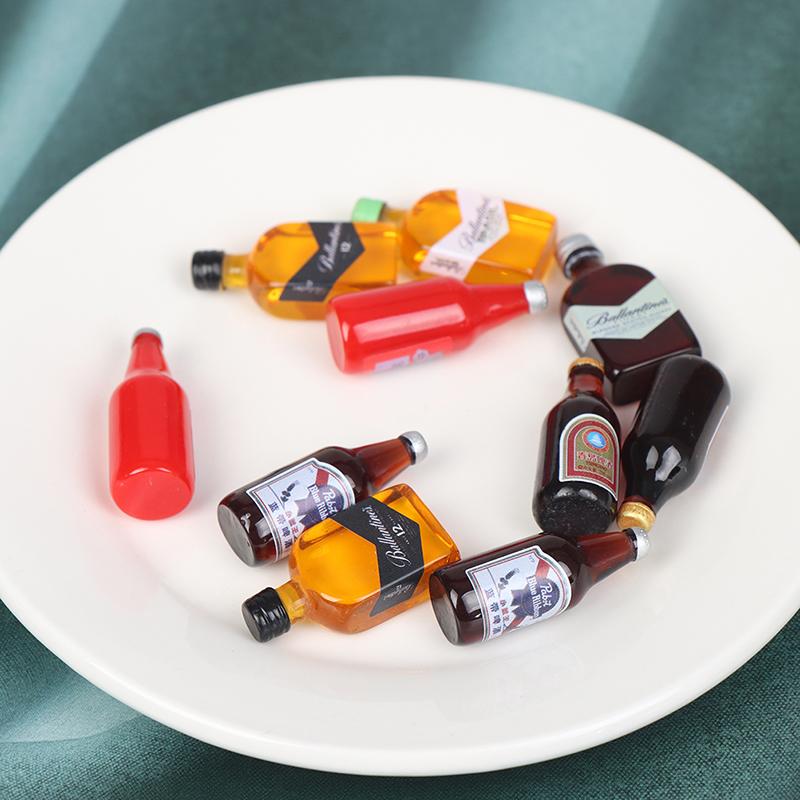 1 Set 1/12 Miniature Wine Bottles Dollhouse Kitchen Accessories - Mini Dolls House Living Room Accessories Beer Drink Bottles