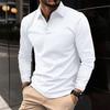 Fashionable Men's Polo Shirt Men's Long-Sleeved Sports Top Solid-Colour Loose-Fit Tops