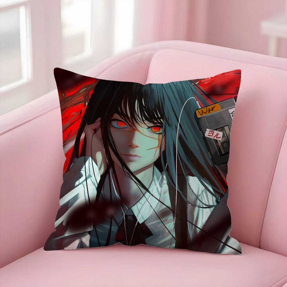 Popular Anime C-Chainsaw Mans Pillow Case Soft Plush Fabric Double Sided Print Decorative Home Living Room Gift Cushion Cover