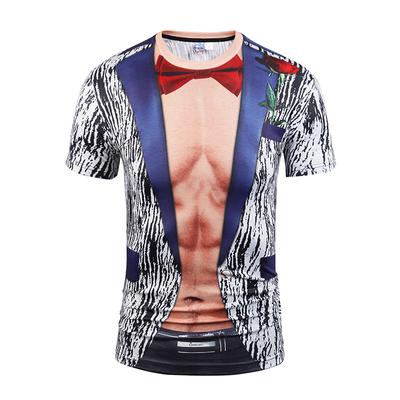 Falešné 2 ks blejzry trička pánská letní trička pánská streetwear 3D potisk tričko móda kulatý výstřih krátký rukáv topy