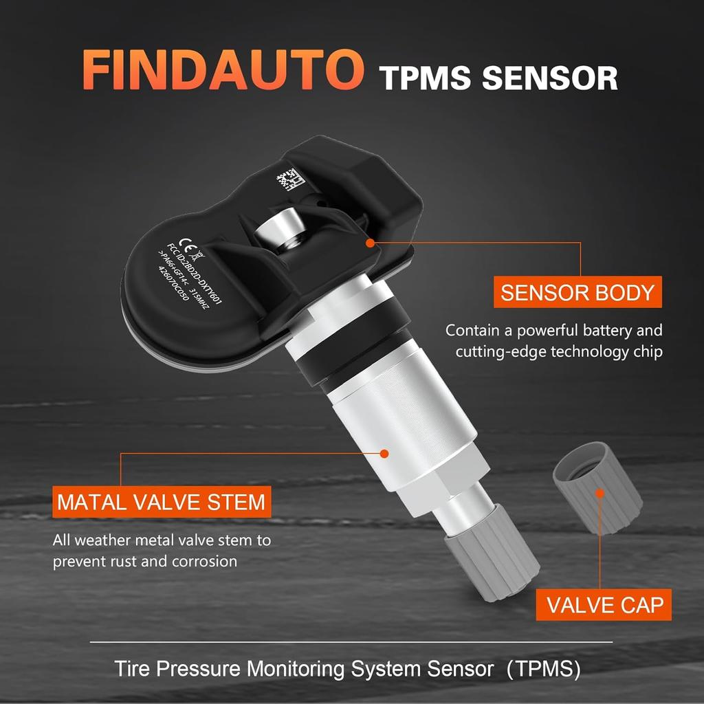 FINDAUTO Tire Sensor, 315MHz Aluminum Tire Pressure Monitoring System TPMS Sensor Replacement 2007-2017 For Toyota For Sequoia For Tundra 2007-2020