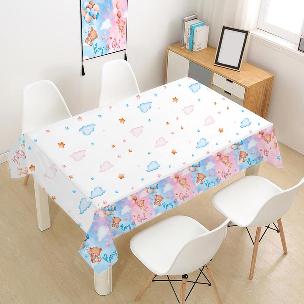 Gender Reveal Party Disposable Tablecloth Boy or Girl Baby Shower Decor Newborn Table Cover Gender Reveal Party Supplies