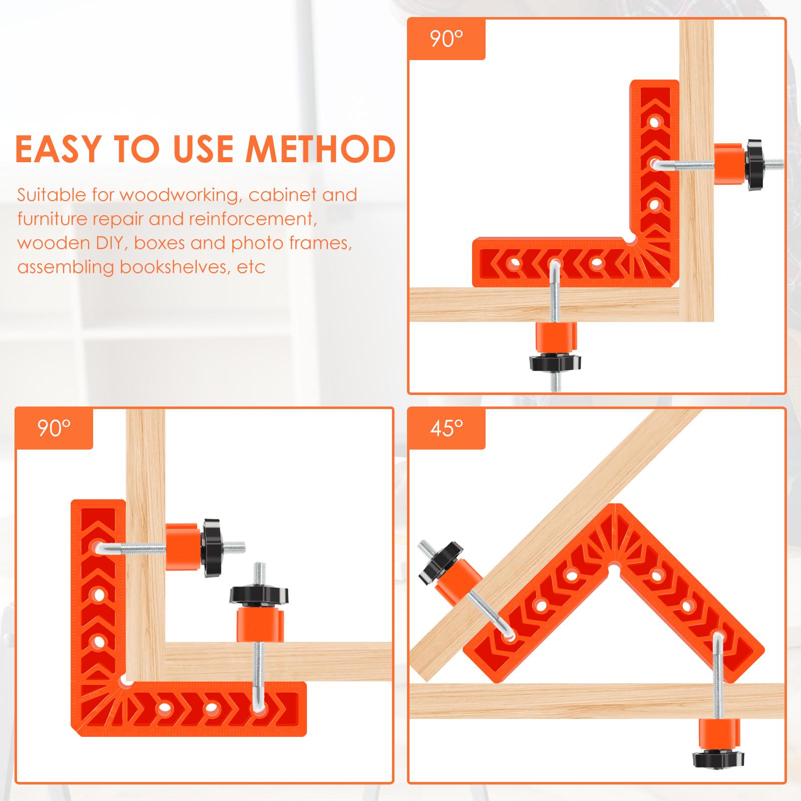 

Plastic 90 Degree Clamp for Pictures Frames Cabinets Boxes Adjustable Right Angle Clamp Tool Anti Slip Positioning Squares Clamp 90 Degree Clamp