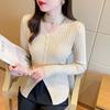 Light and Mature Style Design, Wind Hanging Neck Knitted Black Bottoming Shirt, Women's Long-sleeved Sweater, Thin Autumn New Versatile Top