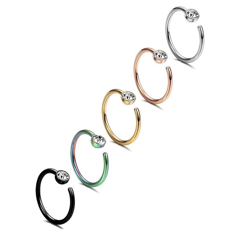 

1Pc Steel Nostril Nose Hoop For Women Stud Ring Clip On Fake Piercing as the picture