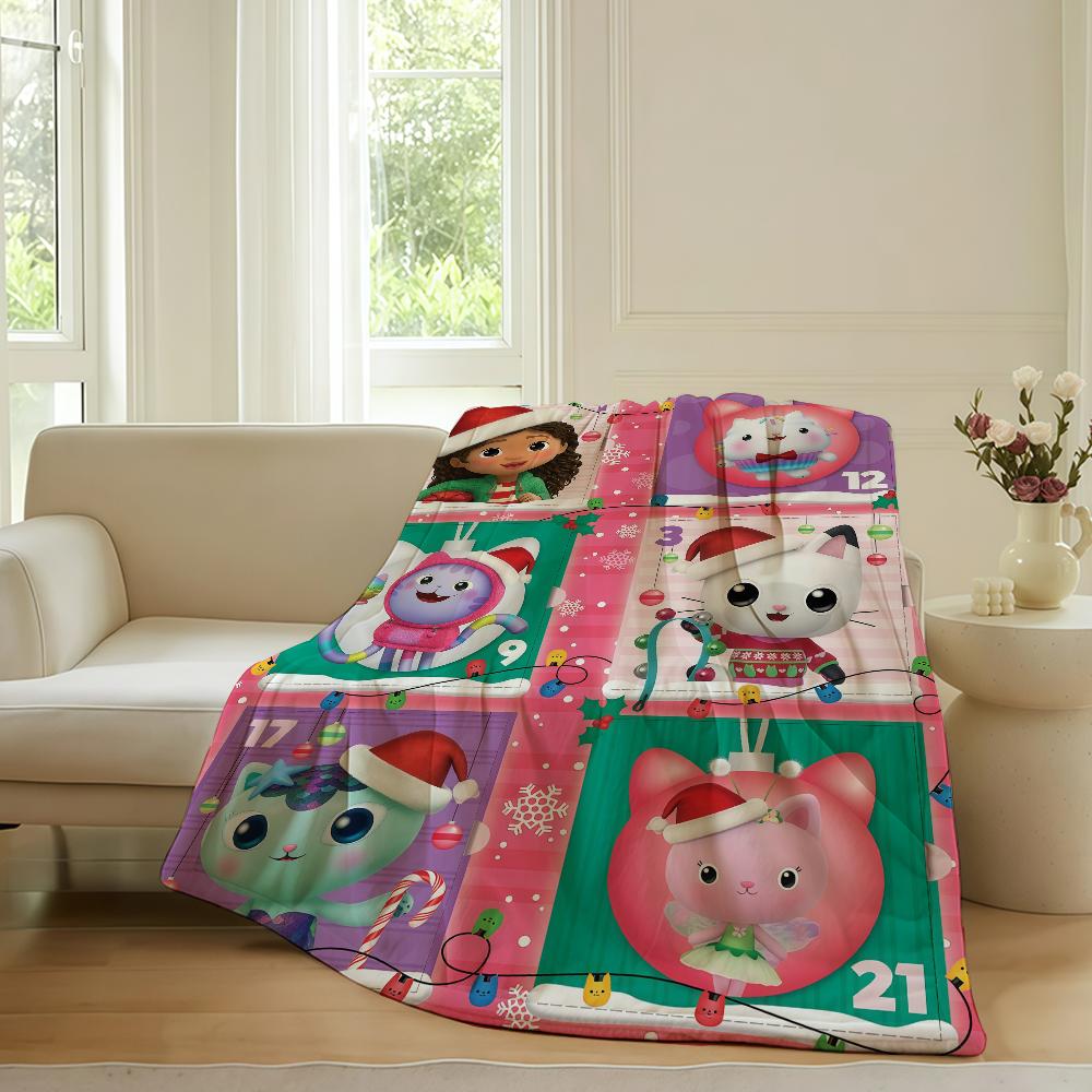 Cartoon G Gabby's Dollhouse Blanket For Sofa Office Bed Plane Travel Sleep Read Relax Camping Soft And Warm