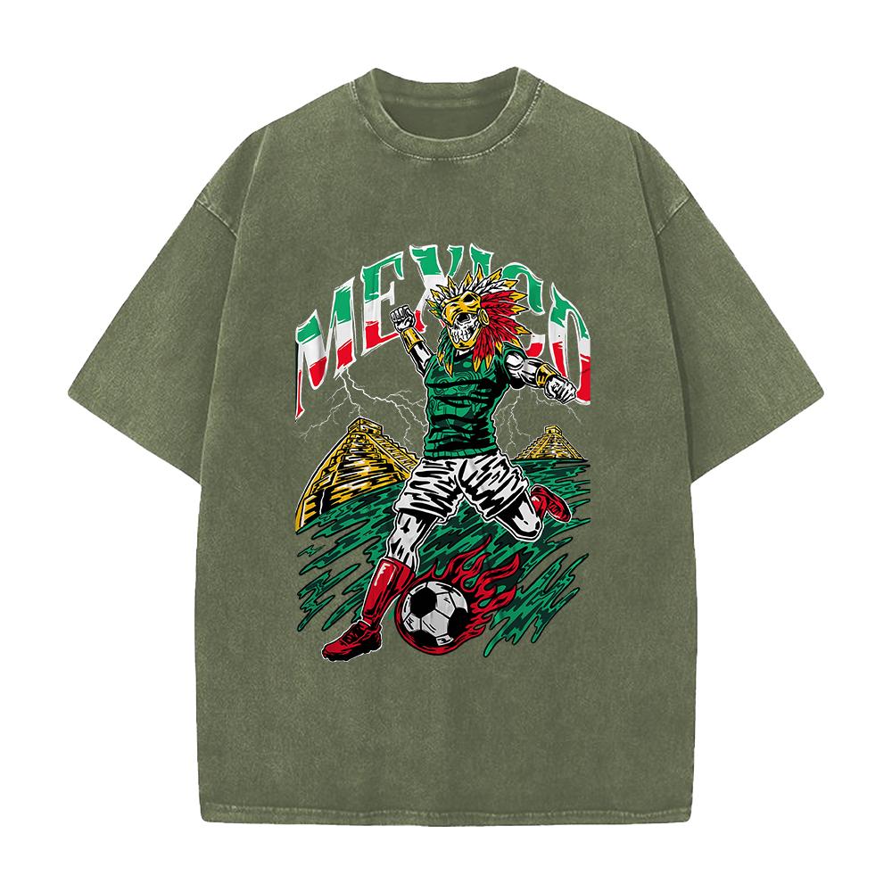 Anime Football Printed T-shirt Vintage Washed Oversized T Shirt Summer Short Sleeve Cotton Tees Tops Clothing