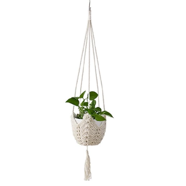 Plant Hangers Indoor Wall Hanging Planter Basket Weave Rope Flower Pots Hanging Plant Holders Home Decorations 1 белый