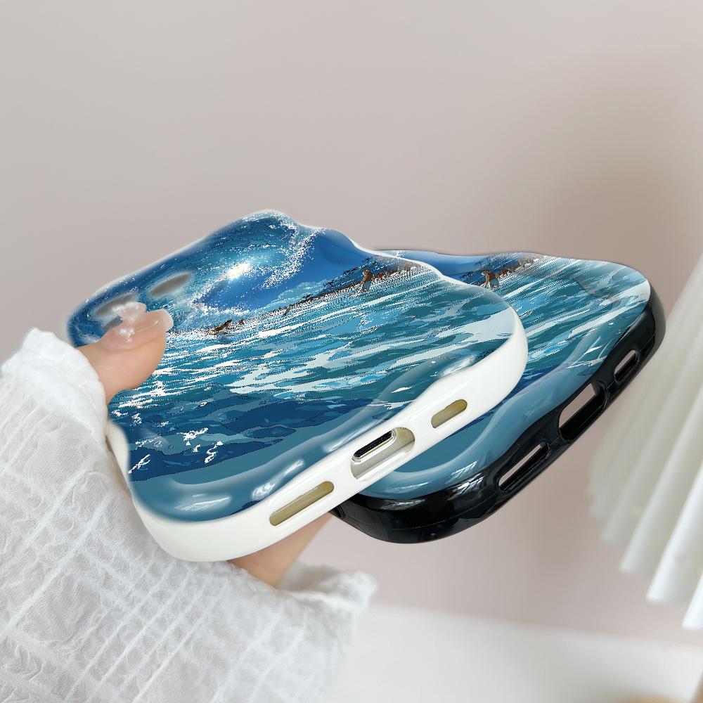 Roztomilý kreslený vzor s krémovou texturou Pouzdro s vlnitým okrajem, měkký silikonový kryt, pouzdro na telefon OPPO Reno Realme