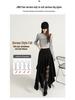 Women's High Waist Lace Patchwork Suede Midi Skirt, 2025 Autumn/Winter