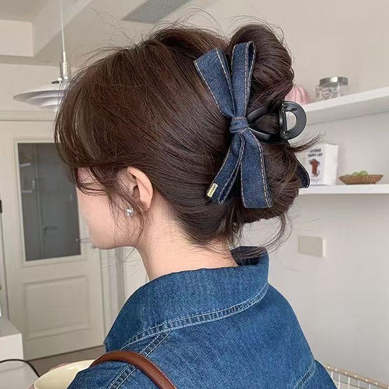 Modische Einfache Denim Schleife Haarspange Große Haarklammer Kopfschmuck Für Frauen Mädchen Süße Vielseitige Haaraccessoires Geschenke