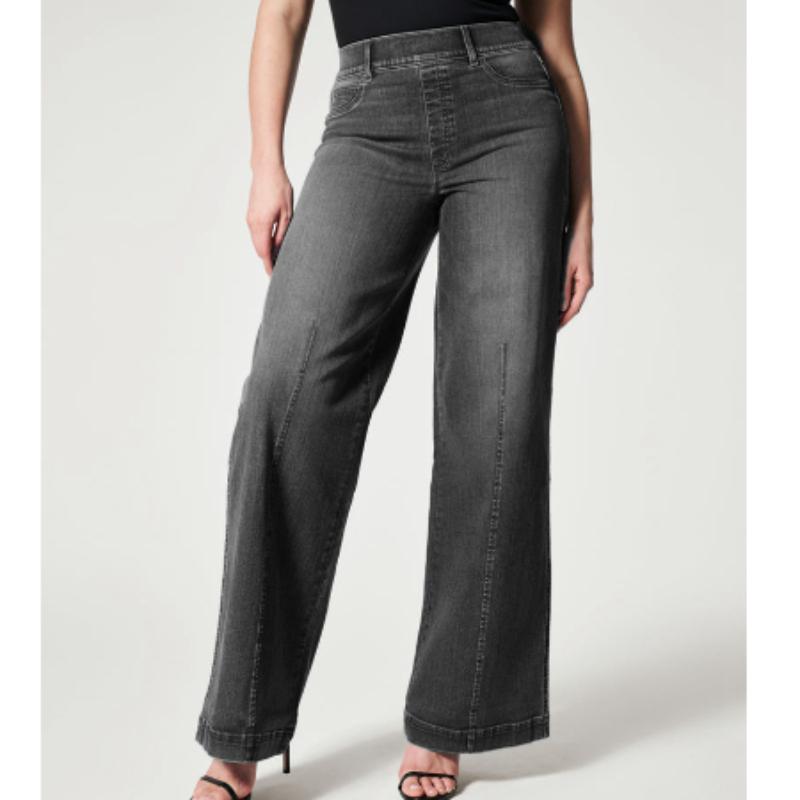 

Широкие джинсы для женщин, широкие джинсы со швом спереди, однотонные повседневные модные брюки XXL чёрный