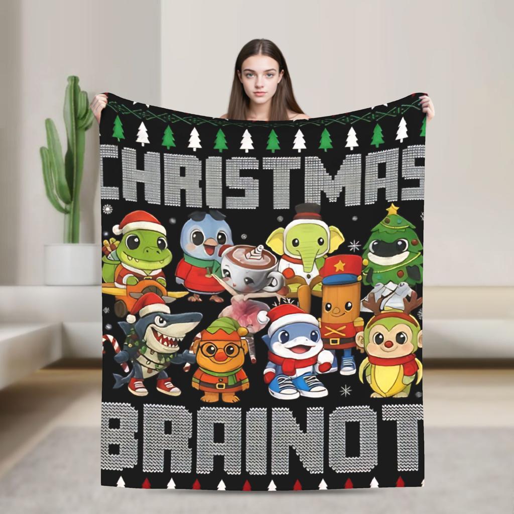 Soft Warm Blankets Travel Office Funny Christmas Italian Brain Rot Italian Brainrot For Couch Chair Print Sofa Bed Cover