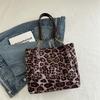 PU Leather Leopard Print Shoulder Bag Zipper Closure Tote Bag Chain Strap Handbag  Commuting