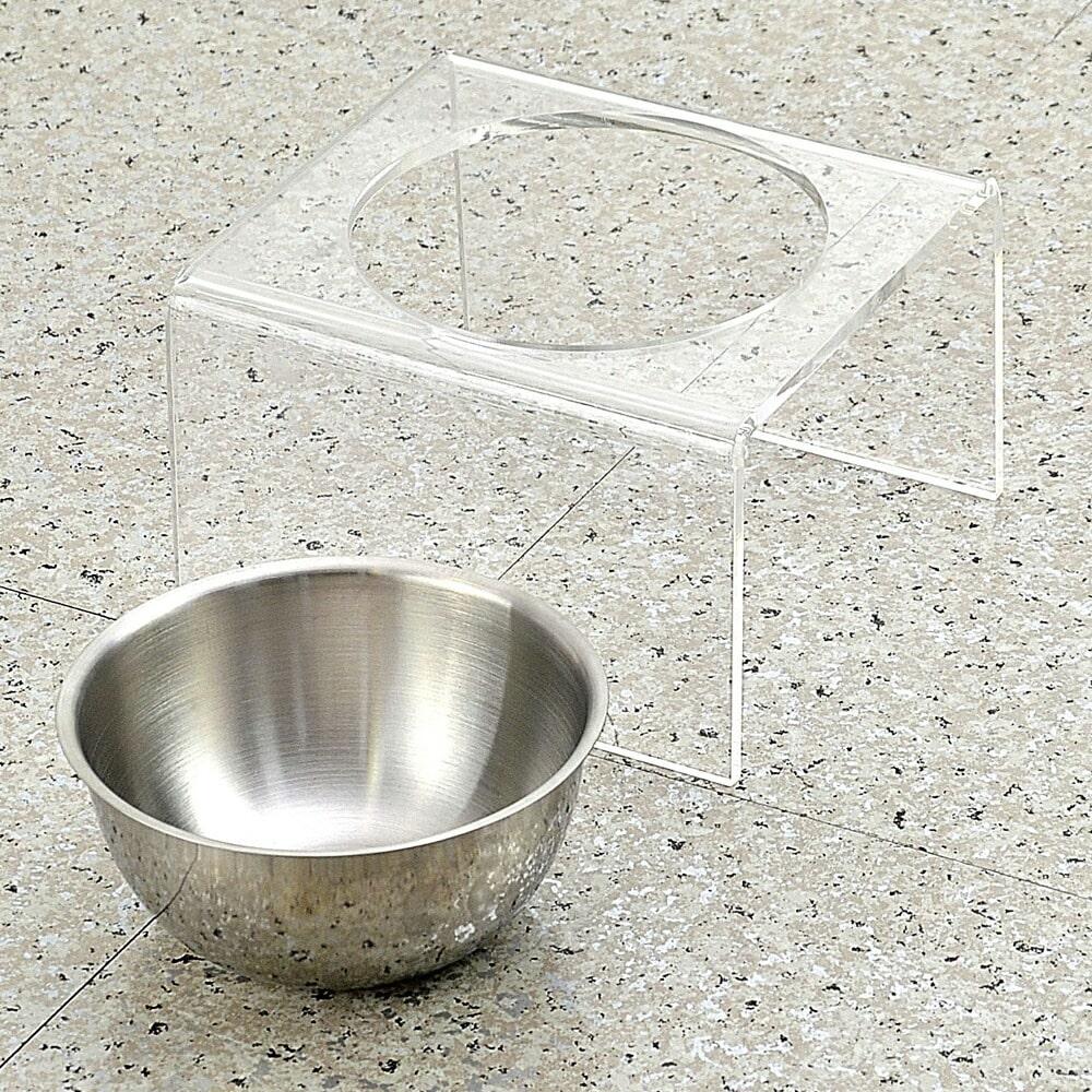 Kuai pet food bowl acrylic single feeding station dish stylish ball table water drinking dog cat stainless simple transparent stand small use