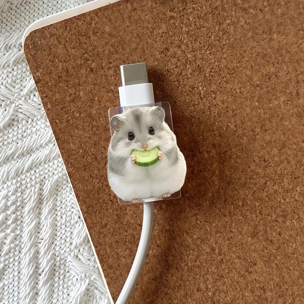4PCS Cute Hamster Data Cable Protector with Cucumber, Anti-Breakage, Type-C Phone Cable Protector, Beautiful And Durable