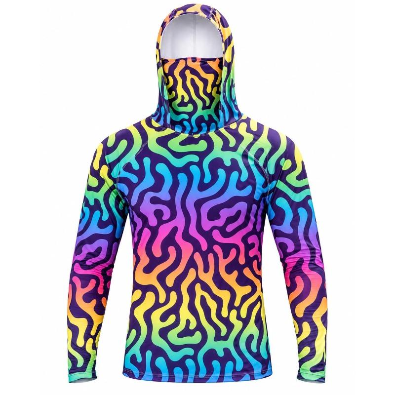 Unisex Dustproof Digital Hoodie with Bonus Face Mask, Long-Sleeve Top, Suitable for Outdoor Fishing