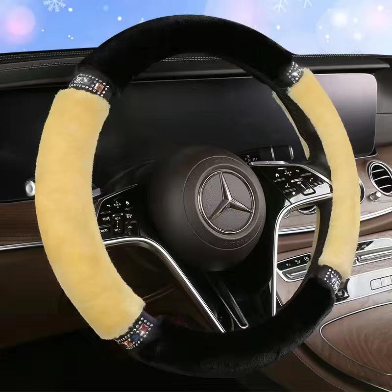 

Зимняя плюшевая накидка на руль со стразами - Нескользящая и износостойкая 38 cm