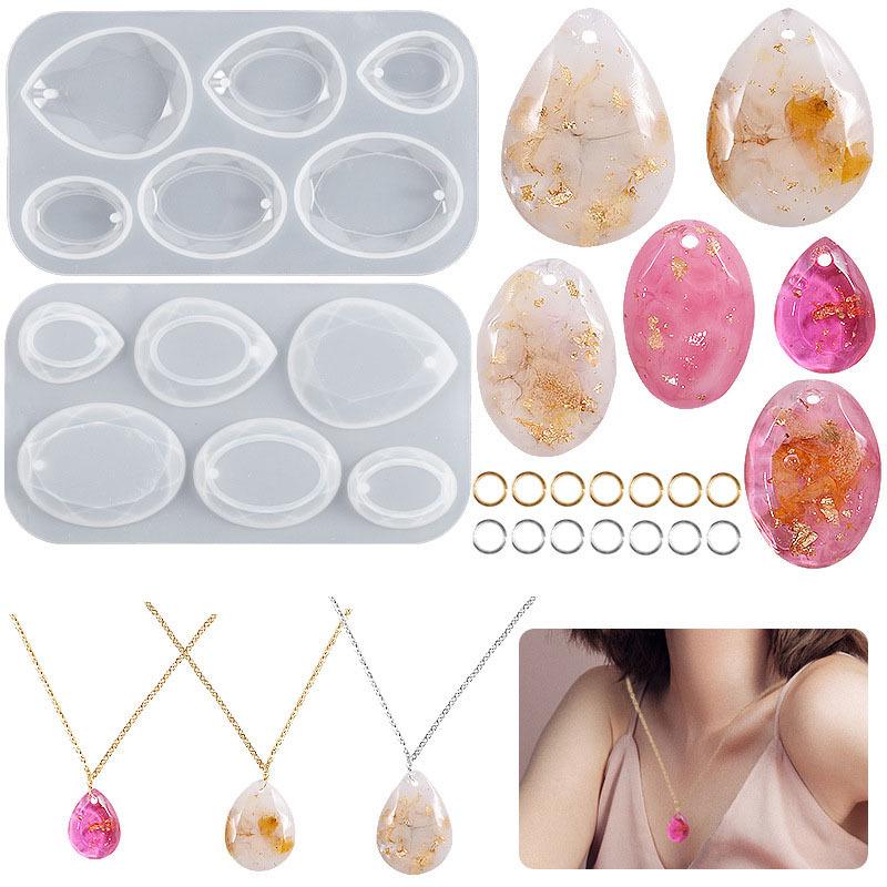 Poppy DIY Faceted Oval Water Drop Silicone Mold for Resin Pendants and Charms